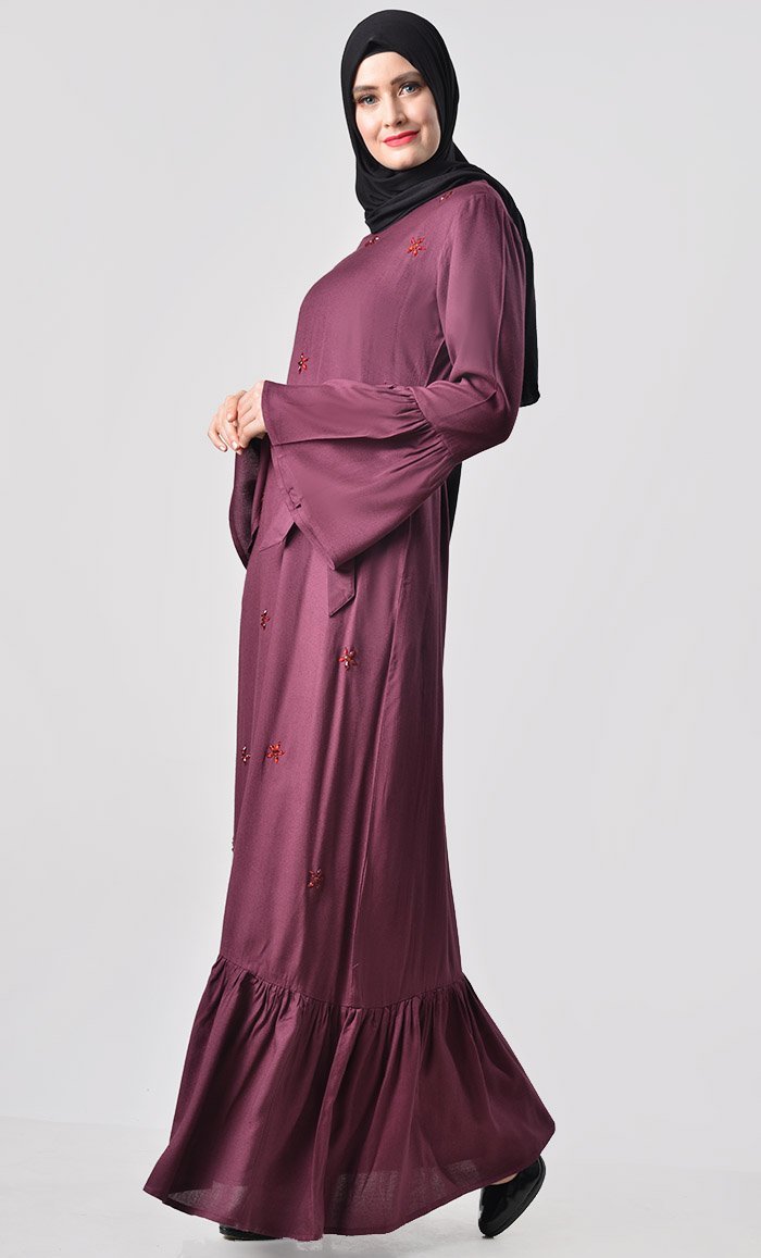 Classic Embroidered Rayon Abaya - EastEssence.com