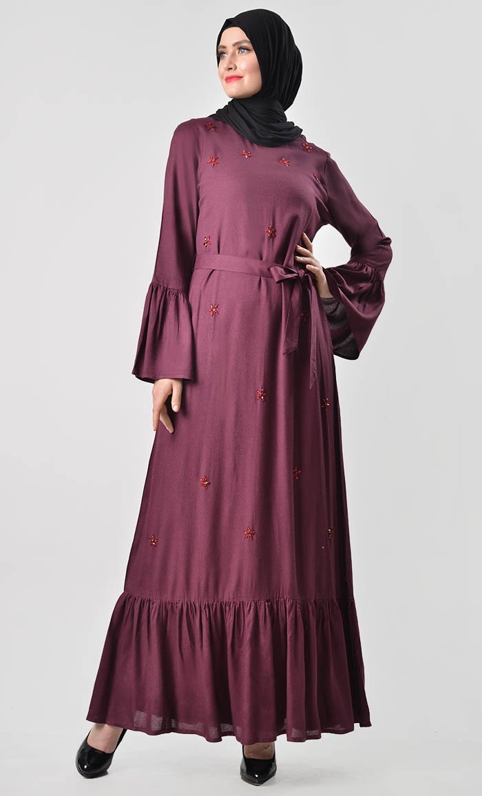 Classic Embroidered Rayon Abaya - EastEssence.com
