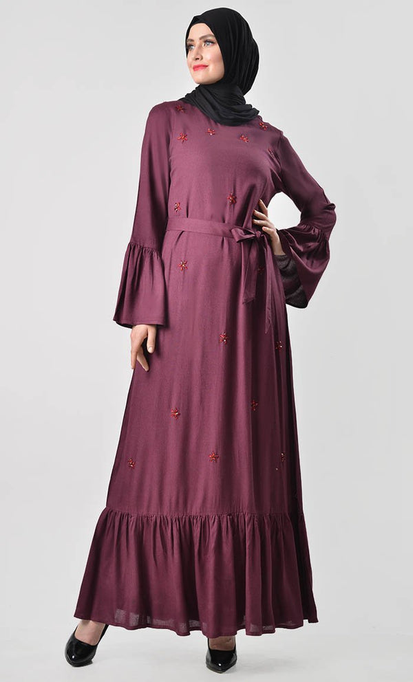 Classic Embroidered Rayon Abaya - EastEssence.com