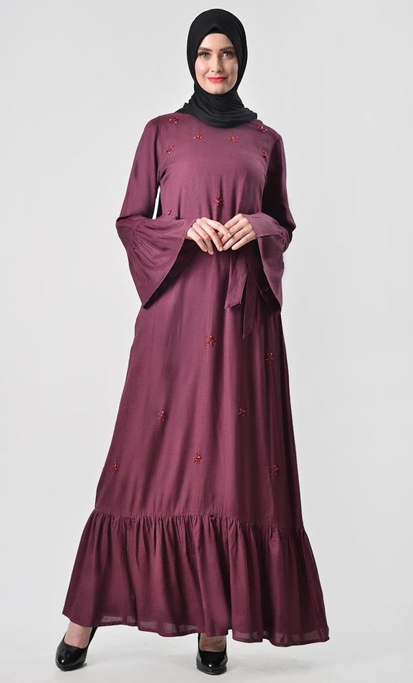 Classic Embroidered Rayon Abaya - EastEssence.com