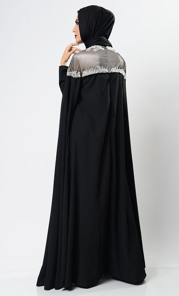 Classy Black Caped Abaya Dress - EastEssence.com
