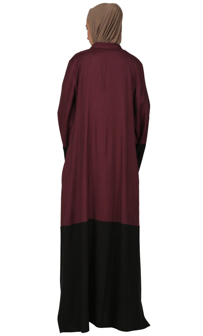 Color Block Dual Tone Long Abaya Dres - EastEssence.com