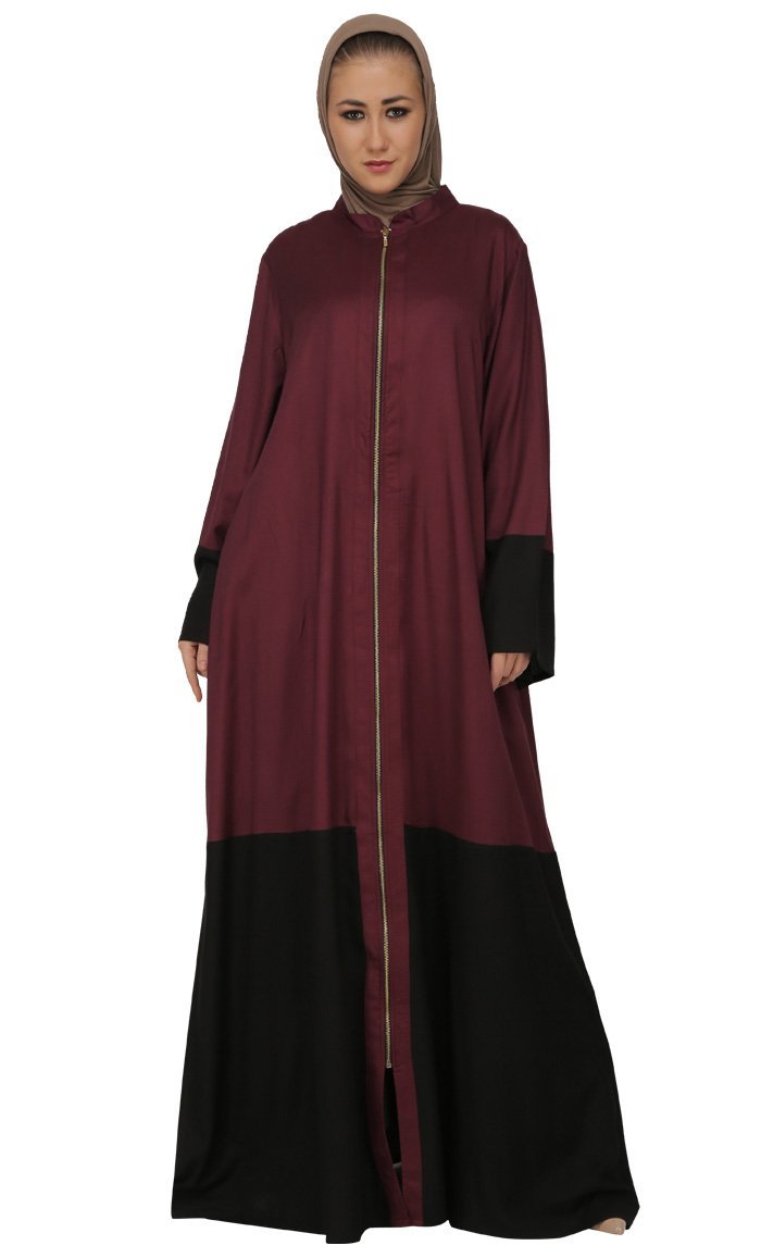 Color Block Dual Tone Long Abaya Dres - EastEssence.com