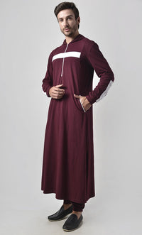 Color Stripe Casual Jersey Set for Men