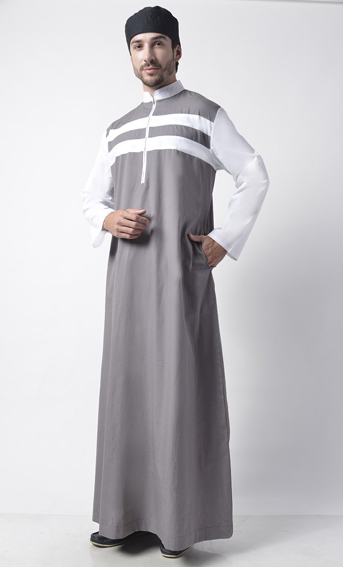 Color Stripe Contrast Detail Thobe