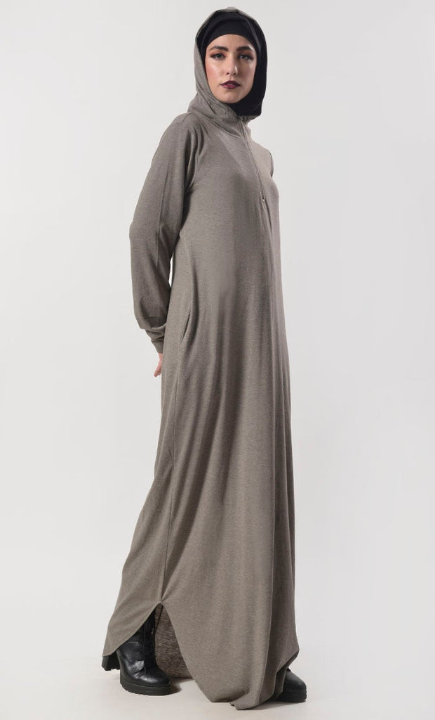 Warm Hoodie Abaya With Pockets