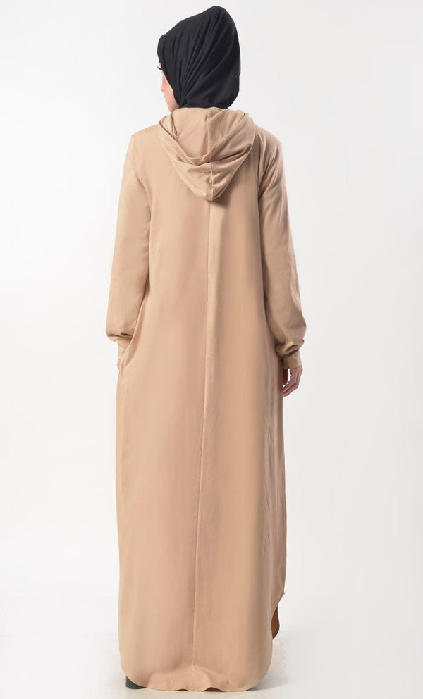 Comfortable Warm Hoodie Abaya With Pockets - EastEssence.com