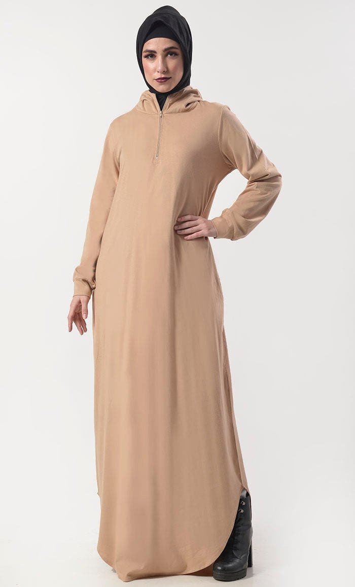Comfortable Warm Hooded Abaya with Pockets