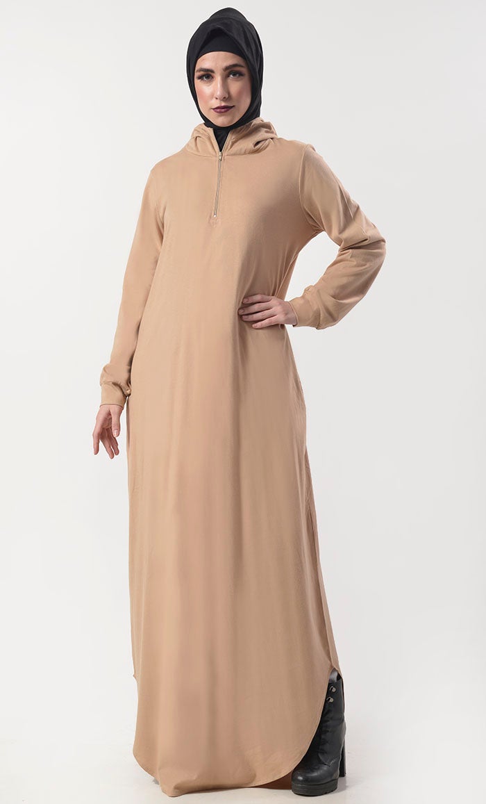 Comfortable Warm Hoodie Abaya With Pockets - EastEssence.com