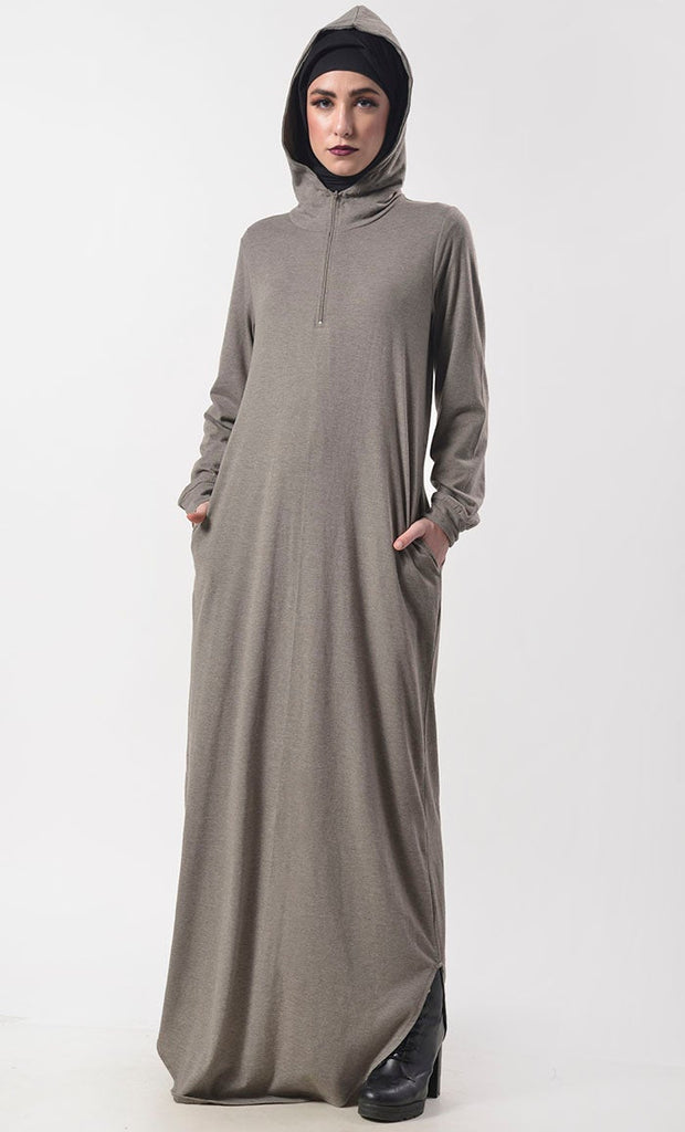 Comfortable Warm Hoodie Abaya With Pockets - EastEssence.com