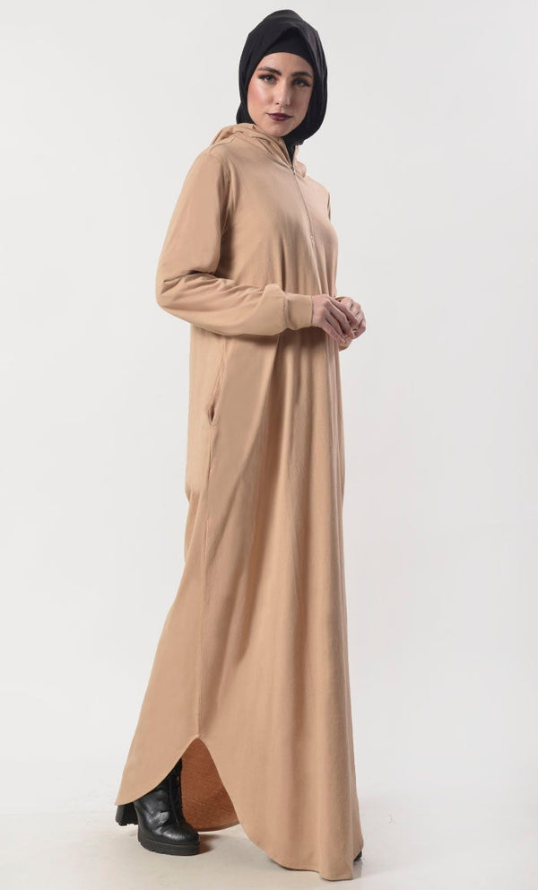 Comfortable Warm Hoodie Abaya With Pockets - EastEssence.com