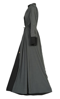 Comfy Everyday Wear Grey Contrasted Double Layer Bisht