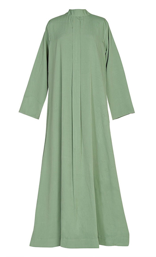 Comfy Everyday Wear Olive Contrasted Double Layer Bisht And Lined Abaya - EastEssence.com