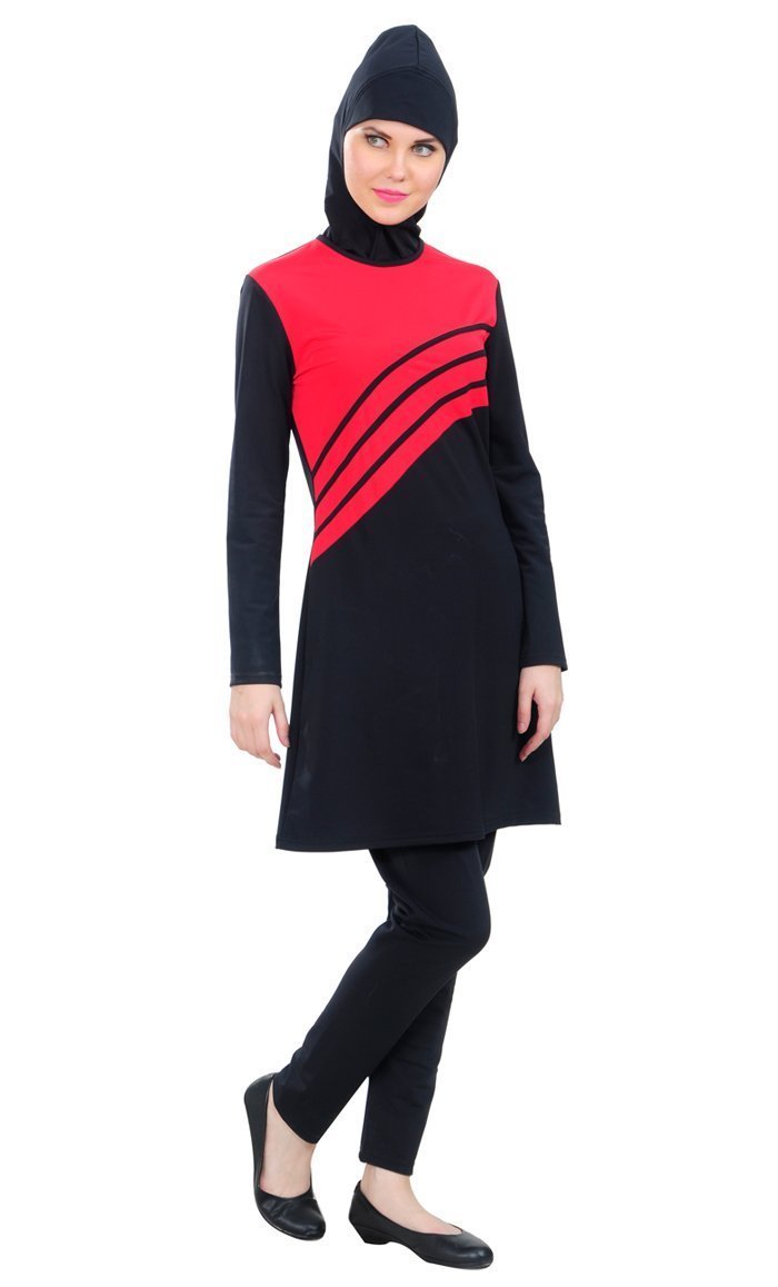 Contrast Panel Detail Swimwear Burkini Three Piece Set-Final Sale - EastEssence.com