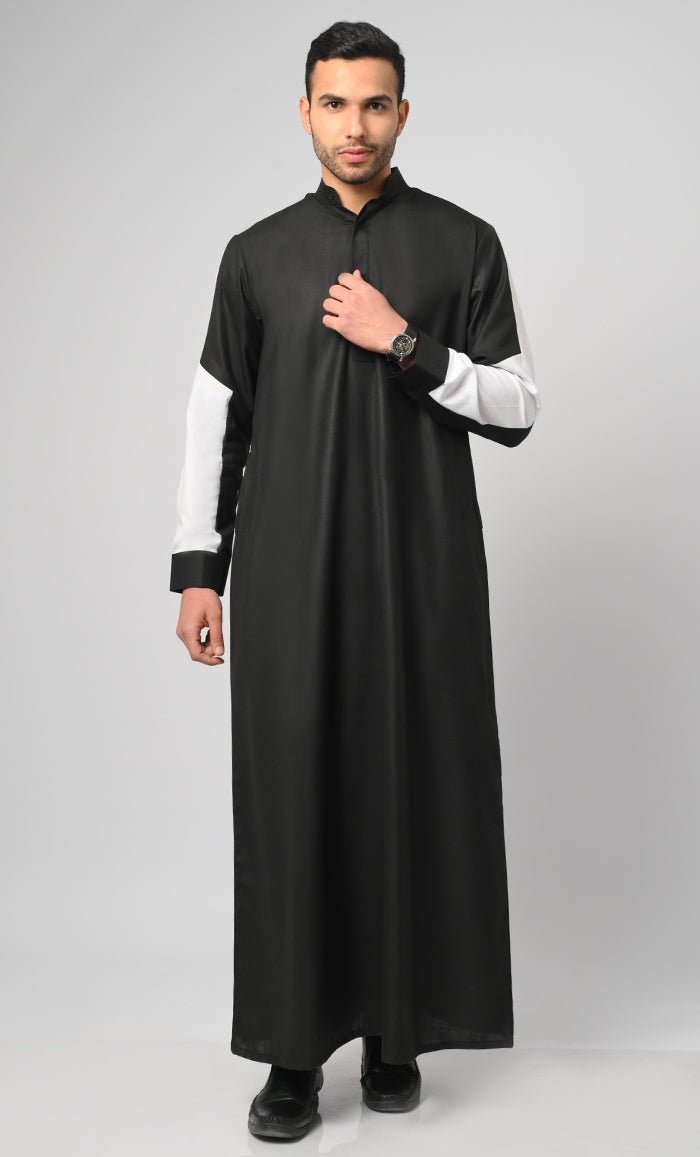 Contrast Panel Detailed Thobe With Pockets - EastEssence.com