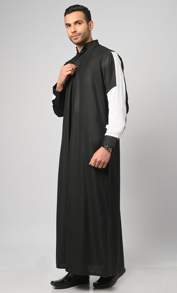 Contrast Panel Detailed Thobe With Pockets - EastEssence.com