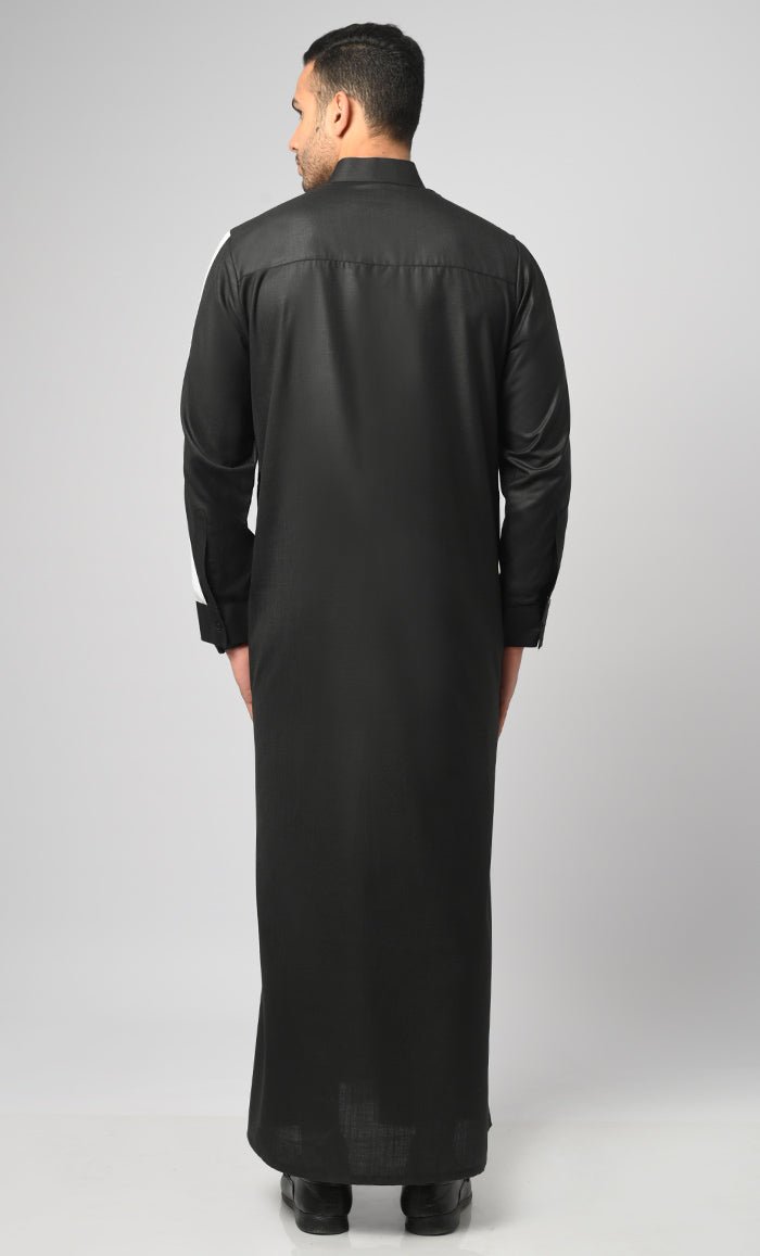 Contrast Panel Detailed Thobe With Pockets - EastEssence.com