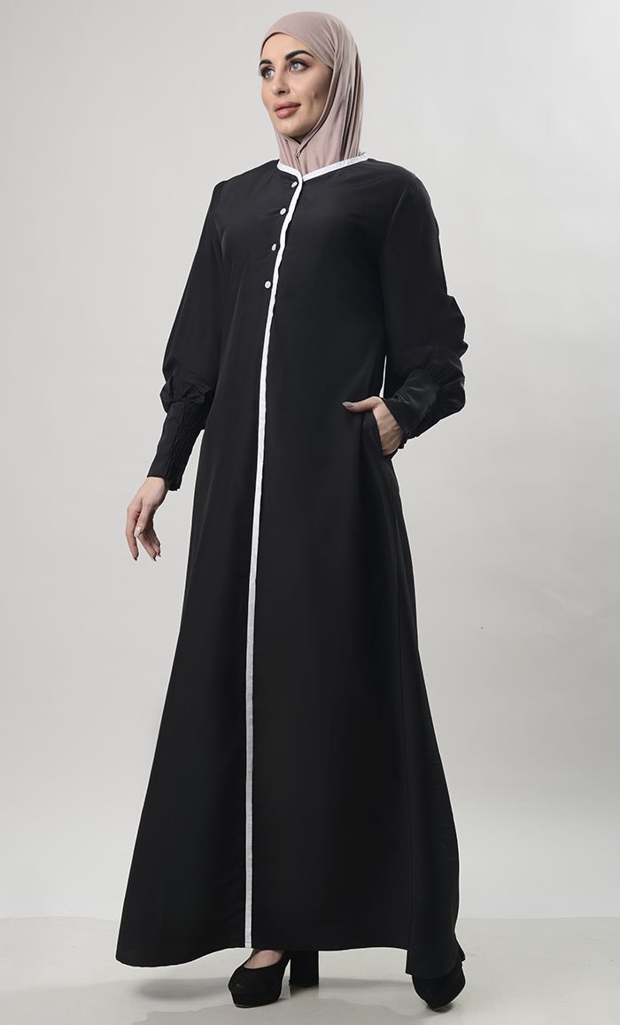 Contrast Taping Chic Everyday Abaya - EastEssence.com