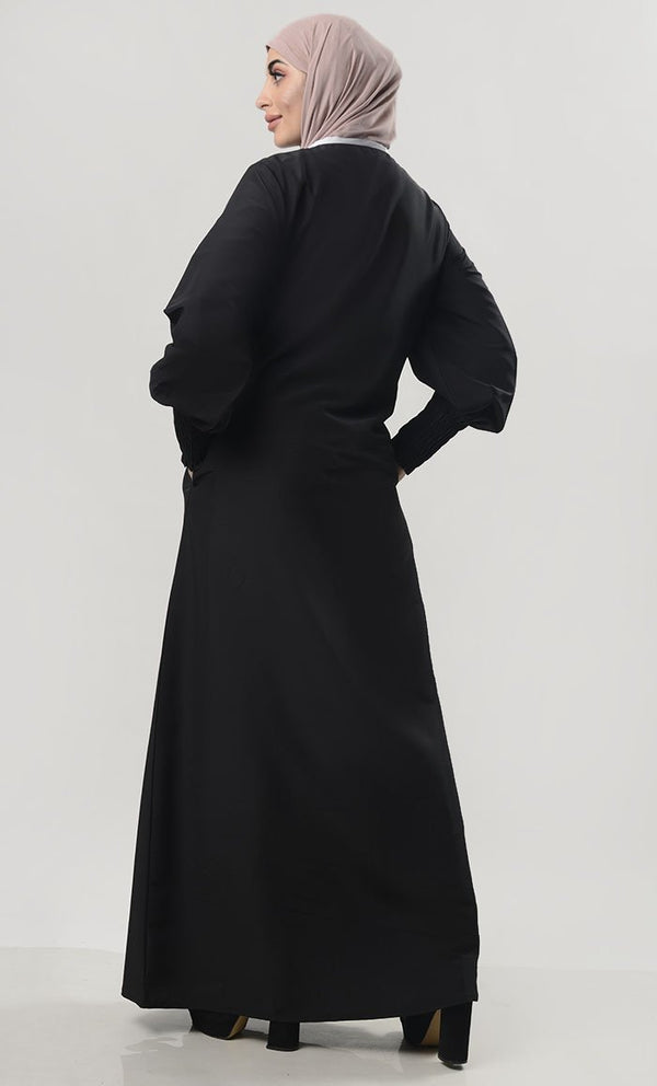 Contrast Taping Chic Everyday Abaya - EastEssence.com