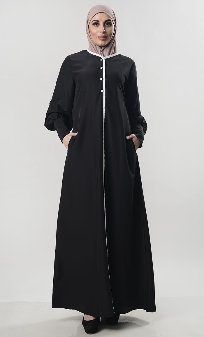Contrast Taping Chic Everyday Abaya - EastEssence.com