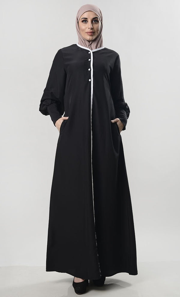 Contrast Taping Chic Everyday Abaya - EastEssence.com