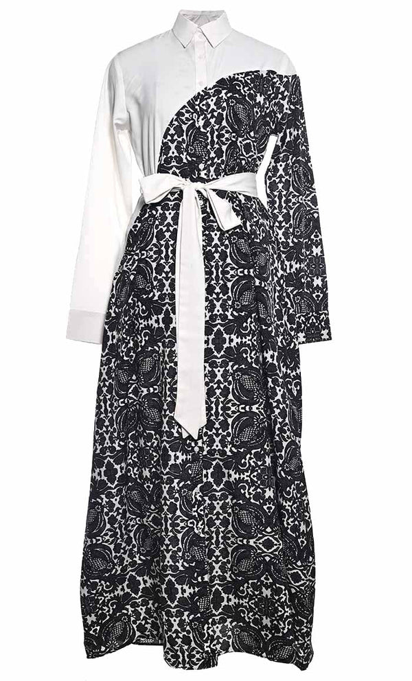 Contrasted Multi-Panel A-Line Abaya