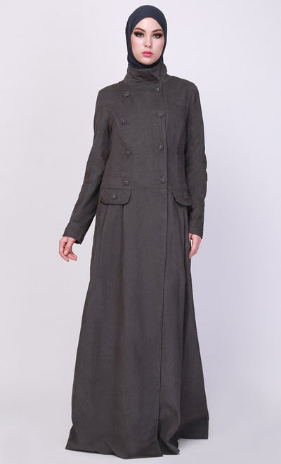 Dark Grey Corduroy Jilbab - EastEssence.com