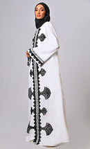 Designer Islamic Mughal Black Aari Work Detailing Abaya