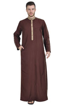 Dishdasha With Contrast Accents - EastEssence.com