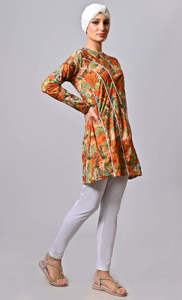 Dive Into Tranquility With Ocean Inspired Printed Swim Wear (3Pc Set) - EastEssence.com