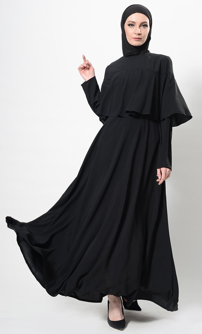 Eastessence presents Double layered cape style arabian abaya dress ...