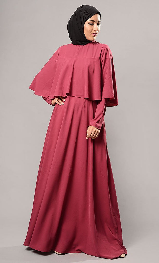 Double Layered Cape Style Arabian Abaya Dress - EastEssence.com