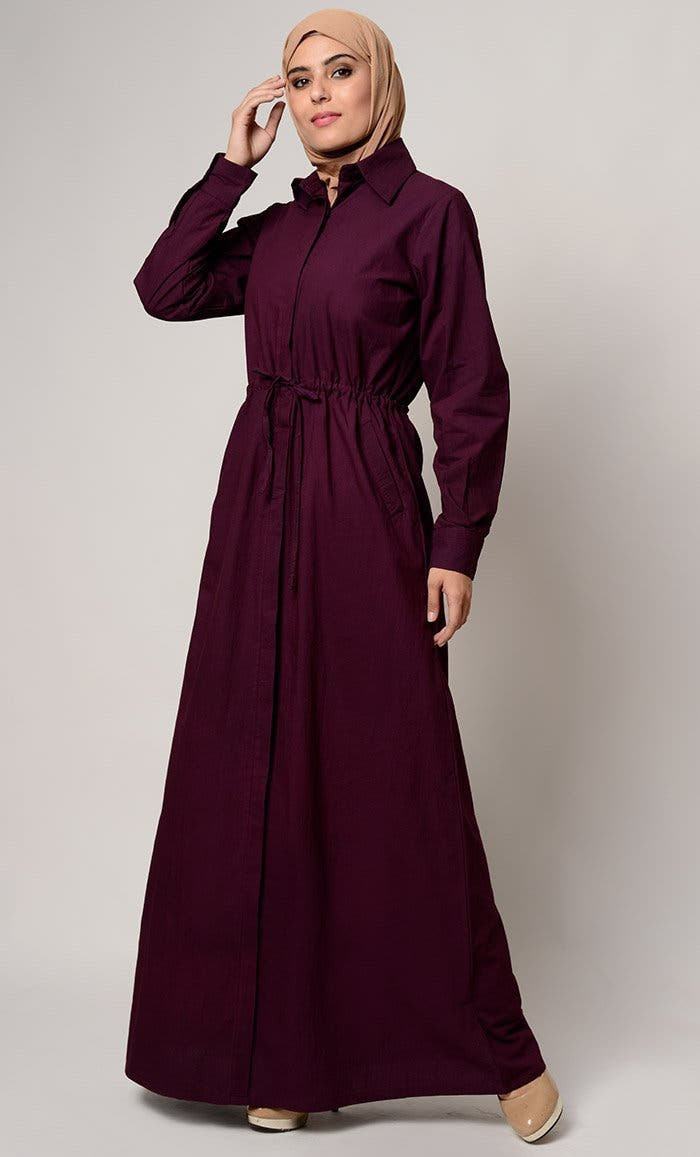 Abaya style chemise du quotidien à cordon de serrage