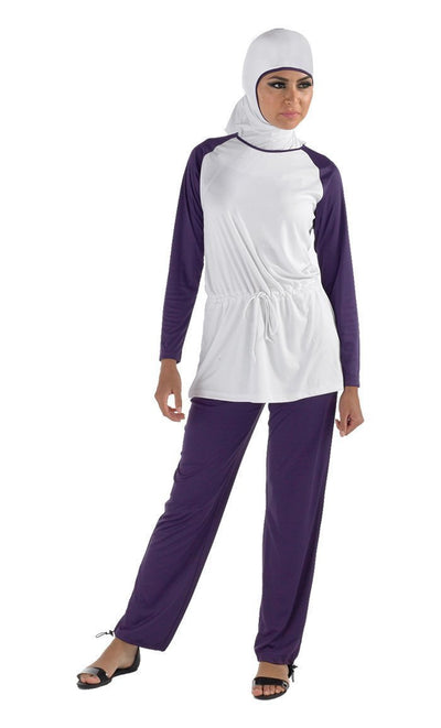 Dual Tone Elasticated Waistband Swimwear Three Piece Burkini Set-Final Sale - EastEssence.com