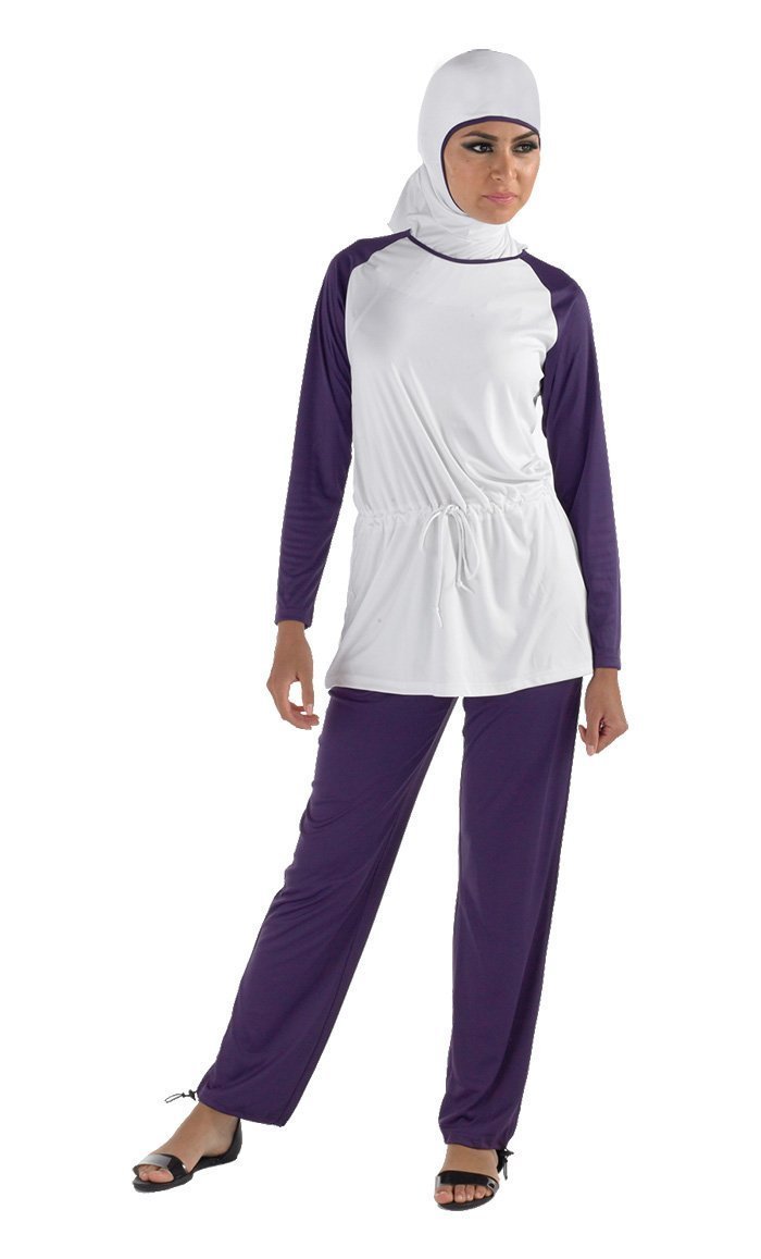 Dual Tone Elasticated Waistband Swimwear Three Piece Burkini Set-Final Sale - EastEssence.com