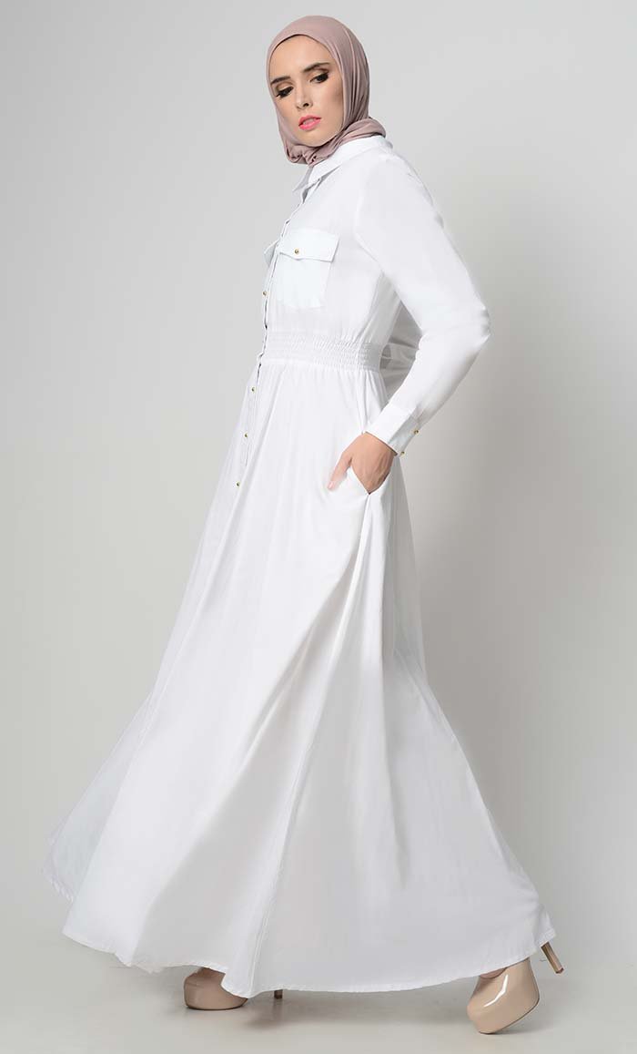 Easy Fit Everday Button Down Abaya - EastEssence.com