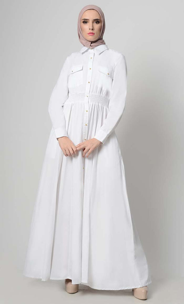 Easy Fit Everday Button Down Abaya - EastEssence.com