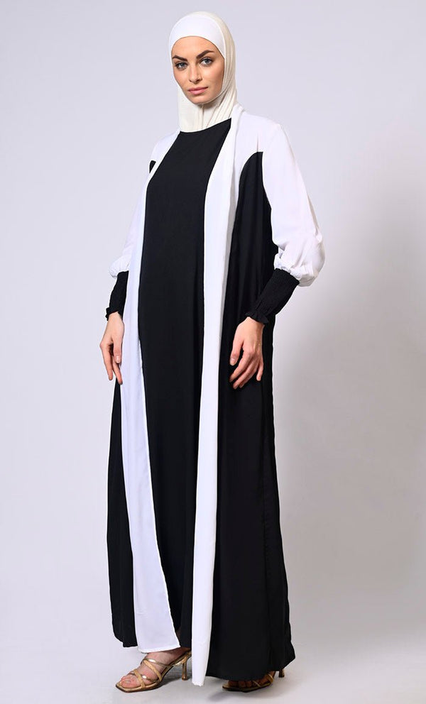 Effortlessly Stylish: Princess Cut Front open Black Shrug with Lining & Pockets - EastEssence.com