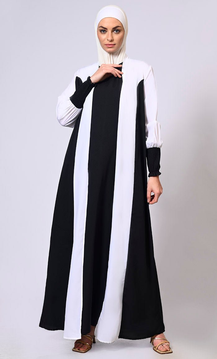 Effortlessly Stylish: Princess Cut Front open Black Shrug with Lining & Pockets - EastEssence.com