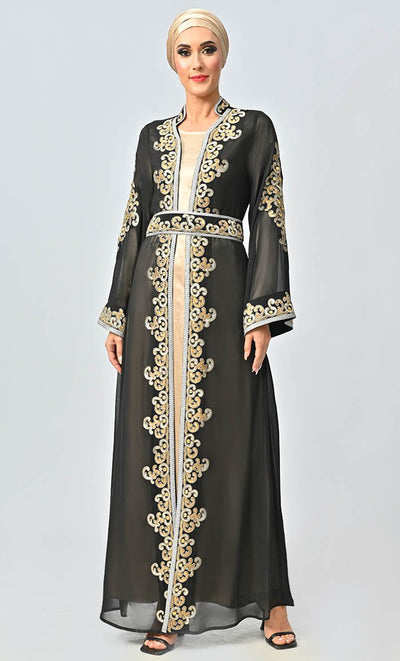 Egypt Moroccan Style Detailed Embroidery On Georgette And Included Sand Satin Inner - EastEssence.com