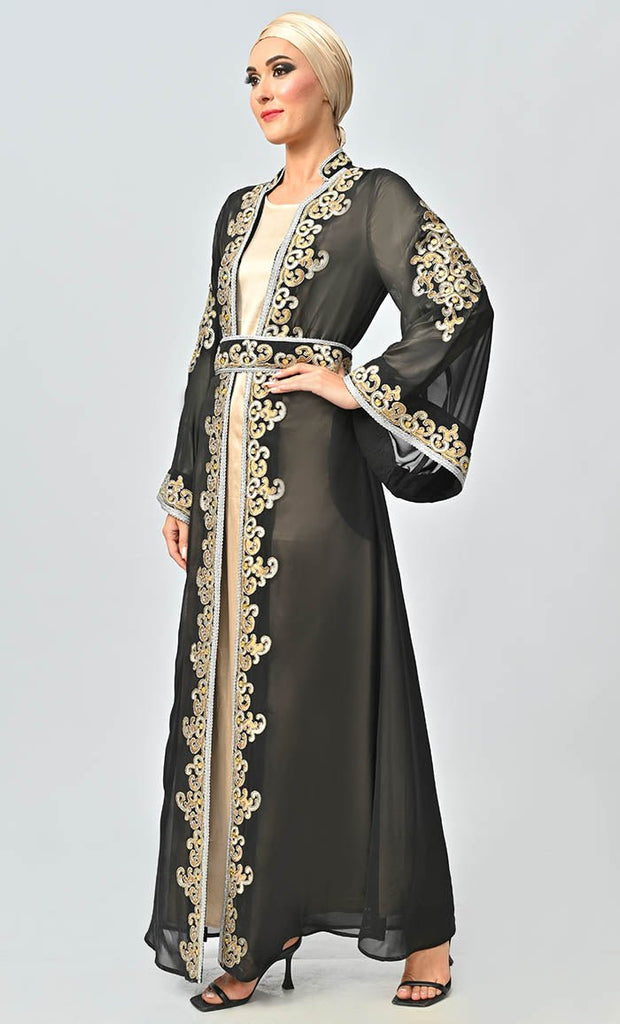 Egypt Moroccan Style Detailed Embroidery On Georgette And Included Sand Satin Inner - EastEssence.com