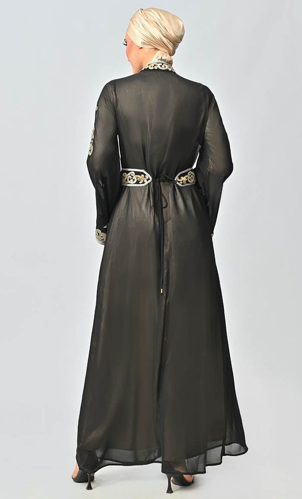 Egypt Moroccan Style Detailed Embroidery On Georgette And Included Sand Satin Inner - EastEssence.com