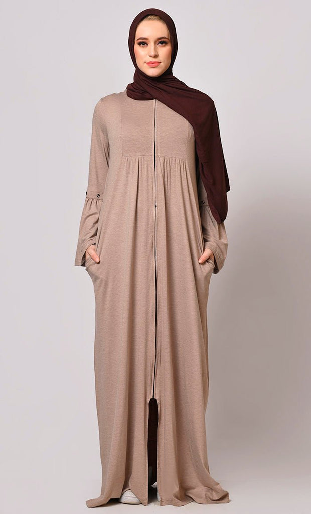 Elegance in Every Eyelet: Abaya with Bell Sleeves - EastEssence.com