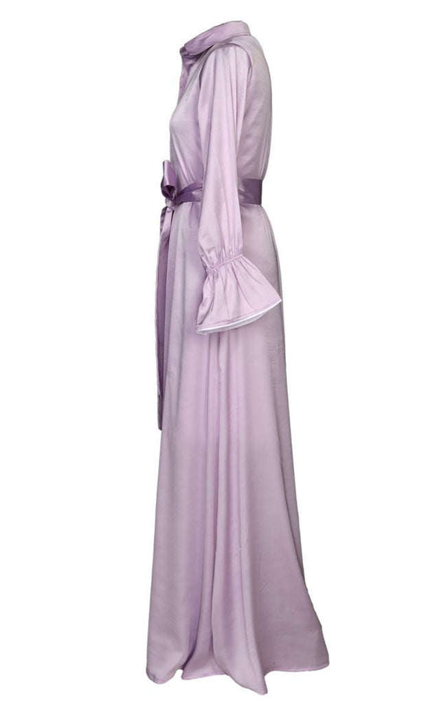 Elegant Casual Wear Pink Satin Abaya - EastEssence.com