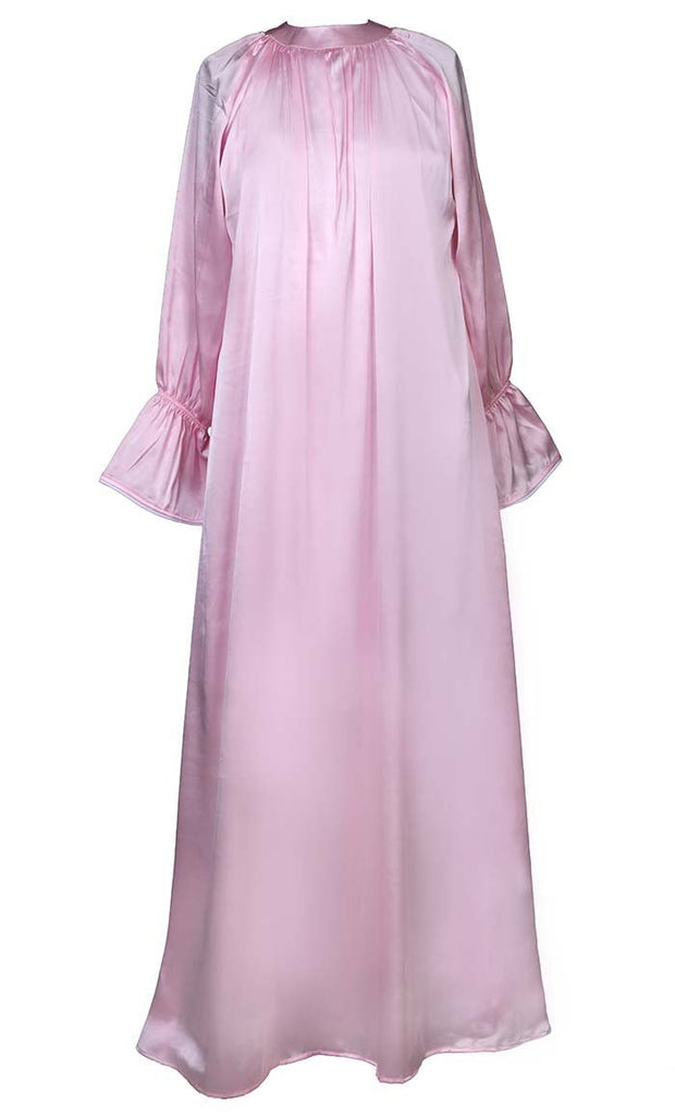 Elegant Casual Wear Roseate Satin Abaya - EastEssence.com