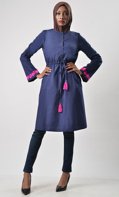 Elegant simple cotton drawstring tunic - EastEssence.com