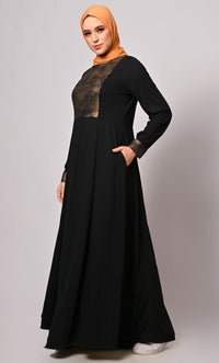 Elegant Utility Lurex-Enhanced Abaya
