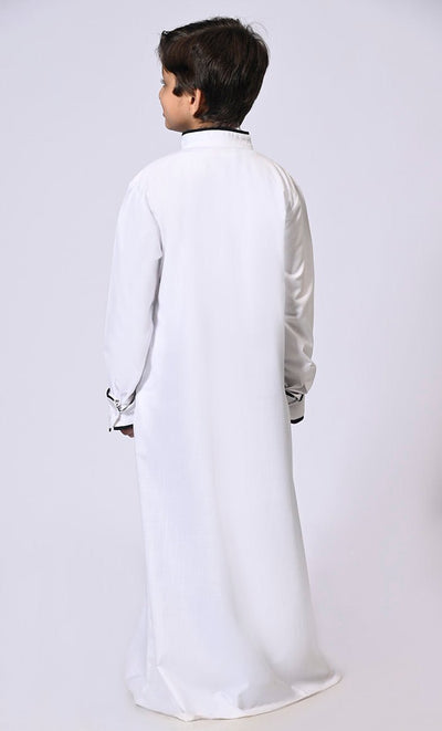 Embroidered Boy's White Thobe