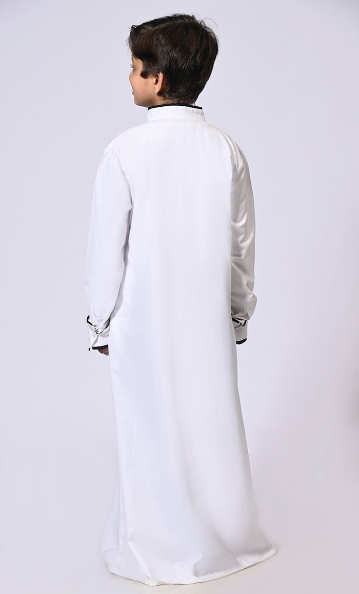 Embroidered Boy's White Thobe