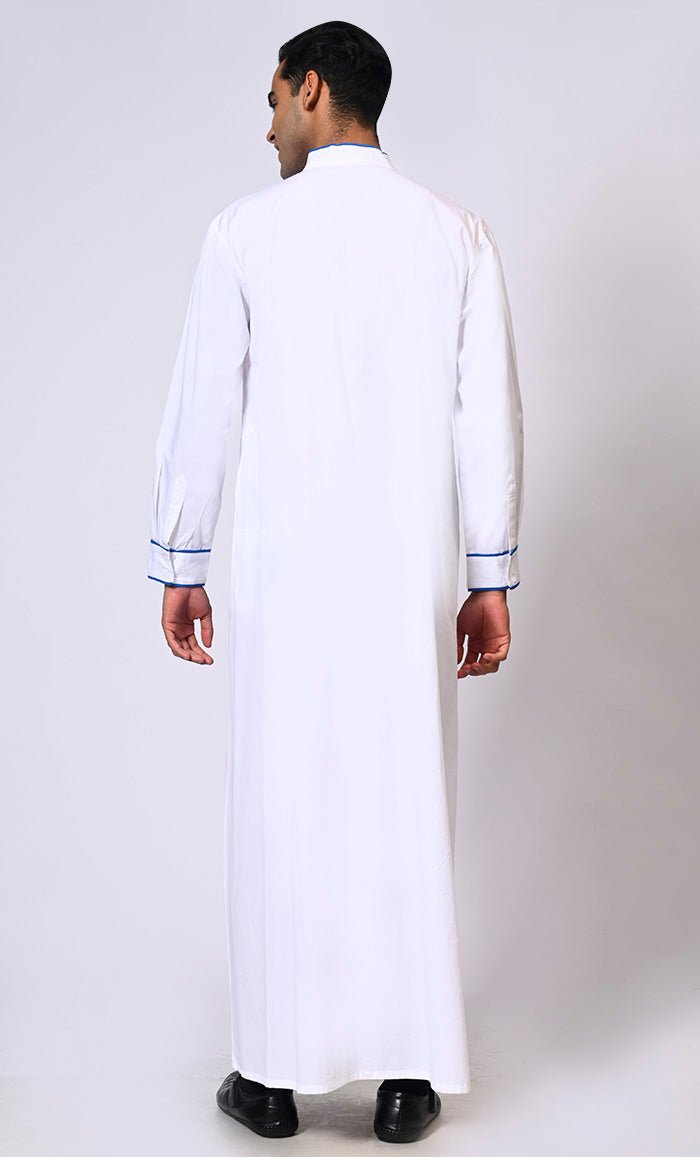Embroidered Men's White Thobe